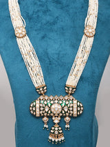 White Kundan and Meenakari Multi-Strand Beaded Necklace Set