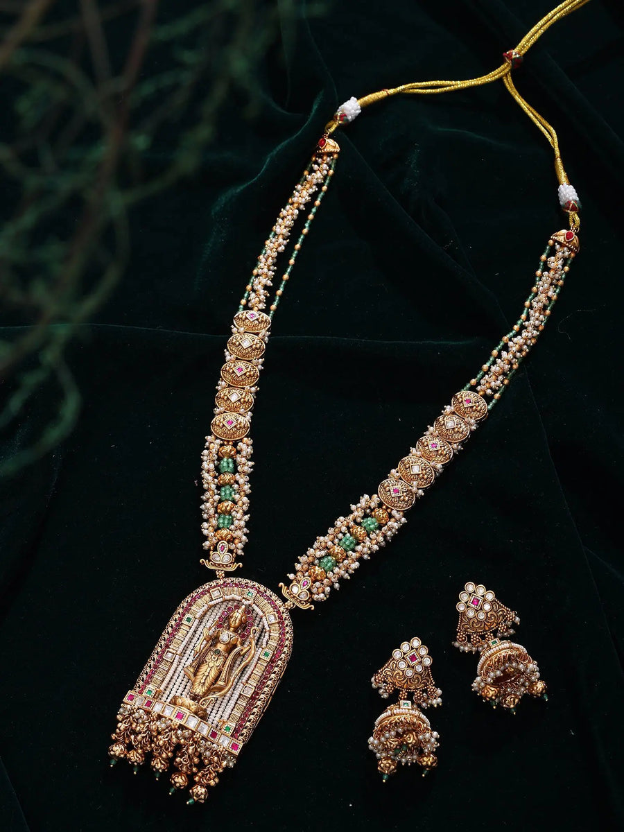 Lord Rama Temple Kundan Necklace and Earring Set