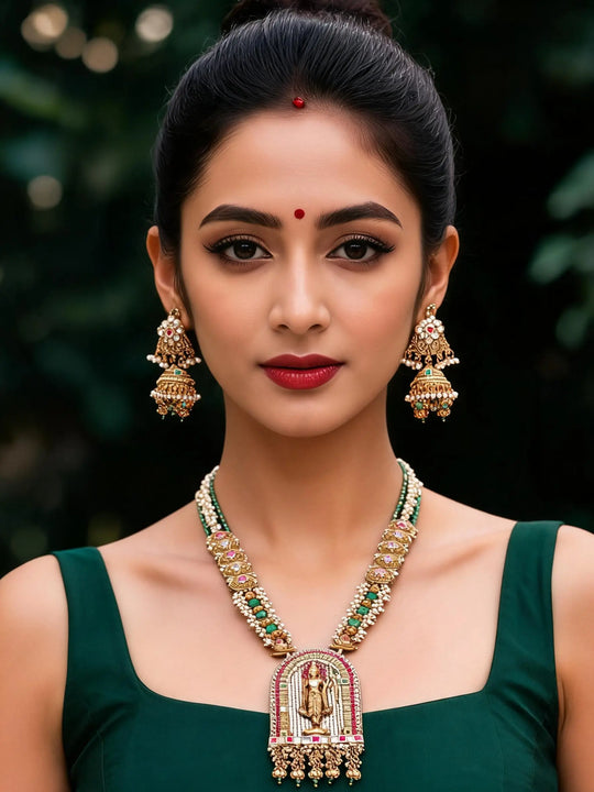Lord Rama Temple Kundan Necklace and Earring Set