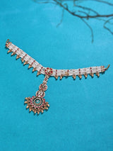 White Beaded Kundan Ghungroo Multi Strand Matha Patti Maang Tikka
