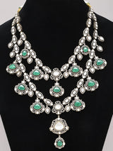 Emerald Green Stone Bridal Rani Haar Set with Kalangi Brooch