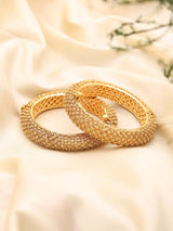 Filigree Work Gold Finish Brass Openable Bangles Set of Two