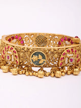 Kundan Meenakari Openable Bangles with Ghungroo Drops (Pair)