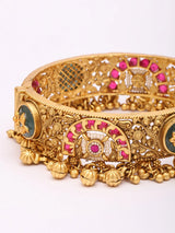 Kundan Meenakari Openable Bangles with Ghungroo Drops (Pair)