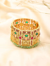 Lotus Kundan Bridal Bangles with Green Bead Drops