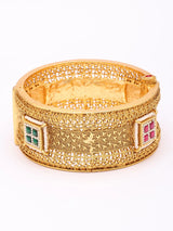 Kundan Jali Work Gold Plated Brass Openable Bangles (Set of 2)