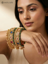 Kundan and Ghungroo Brass Bridal Bangles (Pair)