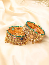 Kundan and Ghungroo Brass Bridal Bangles (Pair)