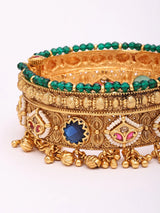 Kundan and Ghungroo Brass Bridal Bangles (Pair)