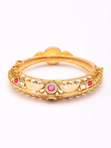 Floral Kundan Studded Brass Openable Bangles
