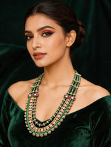 Emerald Green Multi-Strand Beaded Rajwadi Raani Haar Necklace