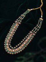 Emerald Green Multi-Strand Beaded Rajwadi Raani Haar Necklace