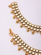 Polki Stone Studded Lacquer Brass Bridal Ghungroo Anklet Pair