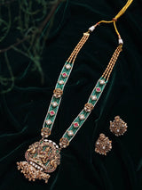 Goddess Lakshmi Kundan Temple Necklace and Earring Set