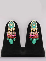 Green Meenakari Kundan Multi-Strand Choker Set with Maang Tikka