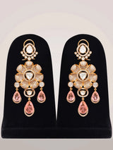 Pink Floral Kundan Necklace Set with Earrings and Maang Tikka