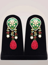 Purple and Multi-Colour Meenakari Kundan Necklace Set with Earrings
