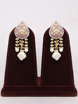 Purple and Multi-Colour Meenakari Kundan Necklace Set with Earrings