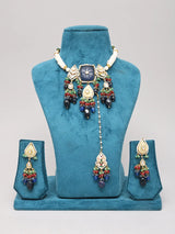 Multistrand Kundan Choker Set with Maang Tikka and Earrings