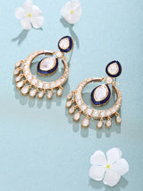 Polki and Meenakari Blue Green Chandbali Earrings
