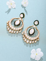 Polki and Meenakari Blue Green Chandbali Earrings