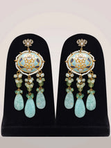 Aqua Green Meenakari Choker Set with Maang Tikka