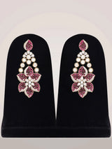 Pink Floral Kundan Choker Set with Earrings in Brass