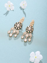 Emerald Green Meenakari Polki Teardrop Drop Earrings