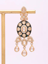 Emerald Green Meenakari Polki Teardrop Drop Earrings