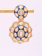 Floral Polki and Meenakari Brass Stud Earrings
