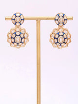 Floral Polki and Meenakari Brass Stud Earrings