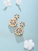 Floral Polki and Meenakari Brass Stud Earrings