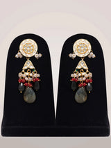 Kundan Stone Drop Choker Necklace Set with Earrings