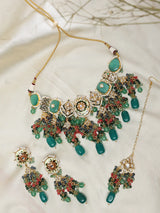 Kundan Bridal Choker Necklace Set with Earrings and Maang Tikka