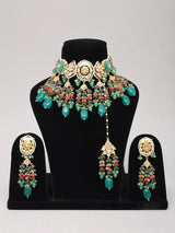 Kundan Bridal Choker Necklace Set with Earrings and Maang Tikka