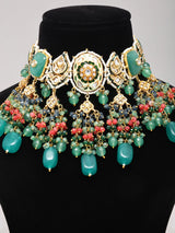 Kundan Bridal Choker Necklace Set with Earrings and Maang Tikka