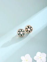 Polki and Green Meenakari Brass Stud Earrings