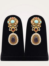 Kundan and Pearl Brass Necklace and Earrings Set