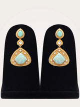 Geometric Kundan Choker Necklace Set with Green Stones