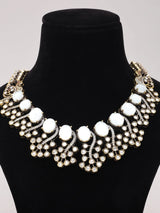 Peacock Kundan White Stone Necklace Set with Jhumka Earrings