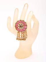 Kashmiri Floral Mandala Brass Ring with Ghungroo Drop