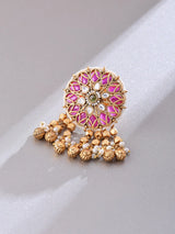 Kashmiri Floral Mandala Brass Ring with Ghungroo Drop