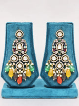Multicolour Polki Bridal Choker Necklace Set with Maang Tikka