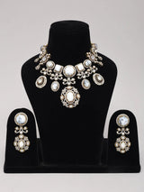 Geometric Tie-Dye Stone Kundan Necklace Set with Earrings