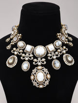 Geometric Tie-Dye Stone Kundan Necklace Set with Earrings
