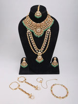 Emerald Green Kundan Multi Strand Bridal Necklace Set