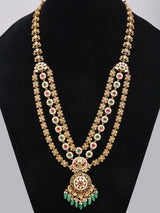 Emerald Green Kundan Multi Strand Bridal Necklace Set