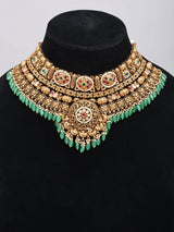 Emerald Green Kundan Multi Strand Bridal Necklace Set