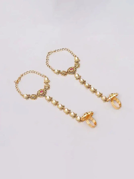 Polki and Green Bead Rajwadi Bridal Jewellery Set