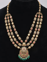Polki and Green Bead Rajwadi Bridal Jewellery Set